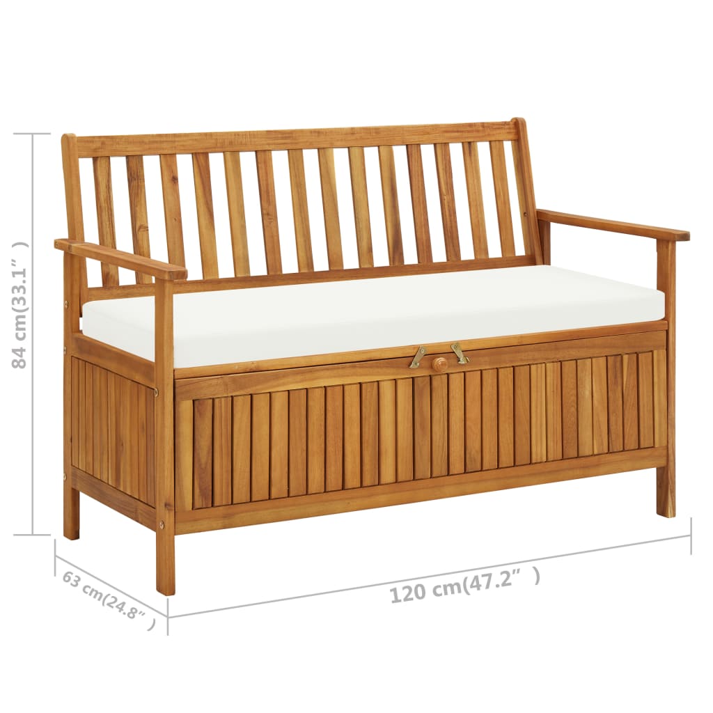 vidaXL Outdoor Storage Bench Deck Box for Patio Furniture Solid Wood Acacia