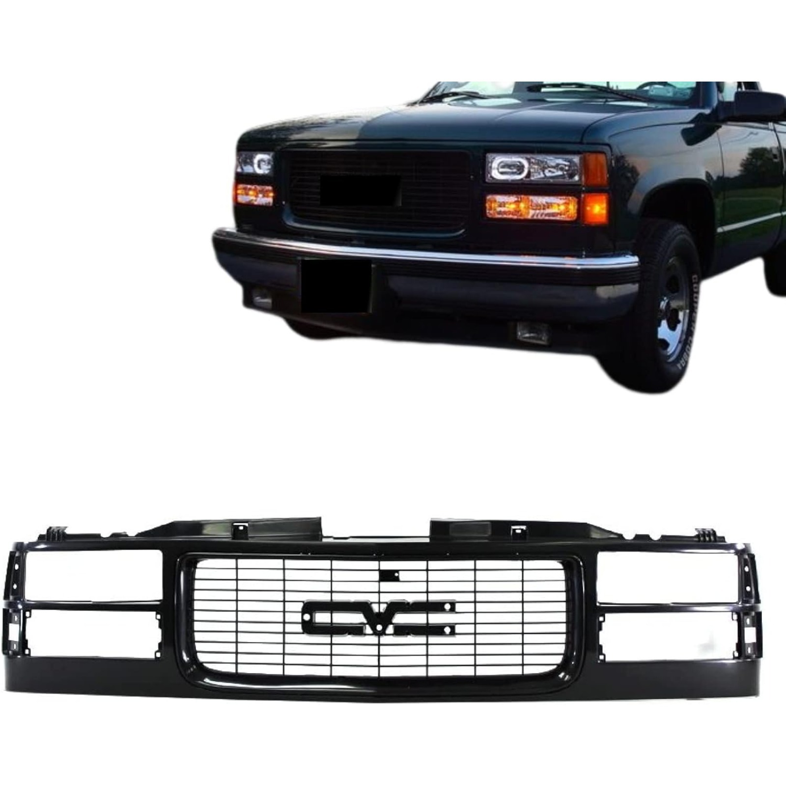 Front Grille Grill Black Compatible With 1994-2000 C/ 2500 3500 Sierra Gm1200357 12375422 Truck Accessories