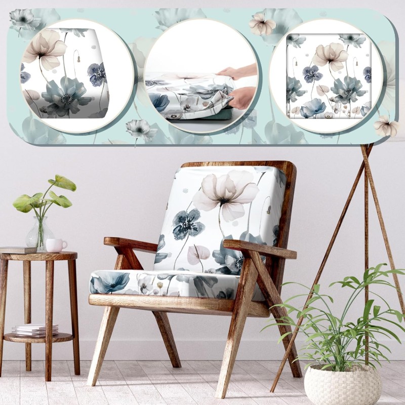   8 pcs spring   sofa cushion cover for patio   floral stretch outdoor sofa seat cushions cover tropical flower indoor replacement couch chair slipcover flexibility Product details 2