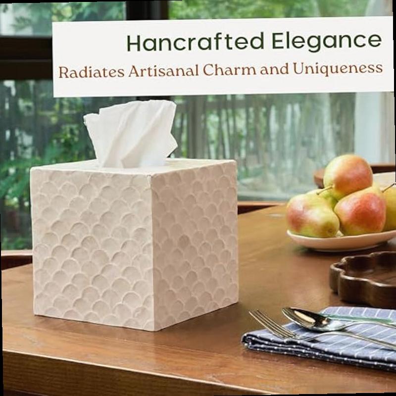 5 9 capiz tissue box cover square decorative tissue holder with bottom slider handmade bathroom accessories elegant   for vanity bedroom office coastal d cor natural Product details 4