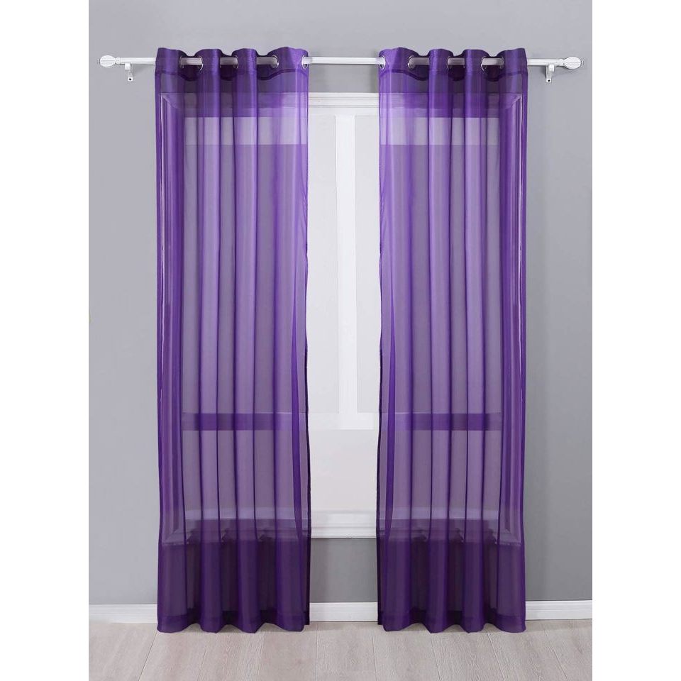 TEMU 25 Colors! 108" Long Light Filtering Grommet Sheer Curtains - 2 Panels Set, 54"w X 108"l, Perfect For Sliding Glass Doors & Tall Windows