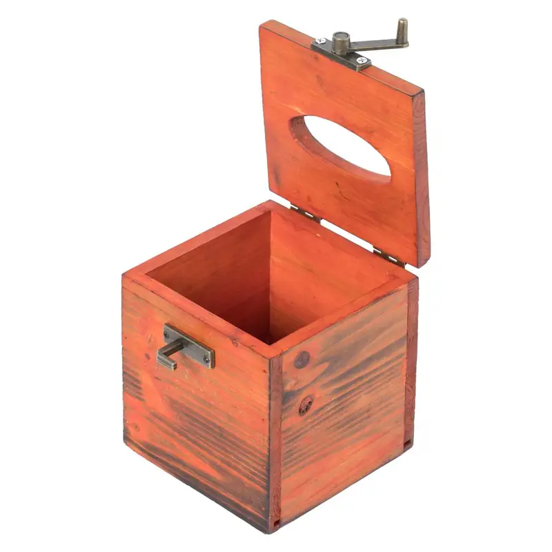 square wooden rustic lockable tissue box cover holder Product details 4