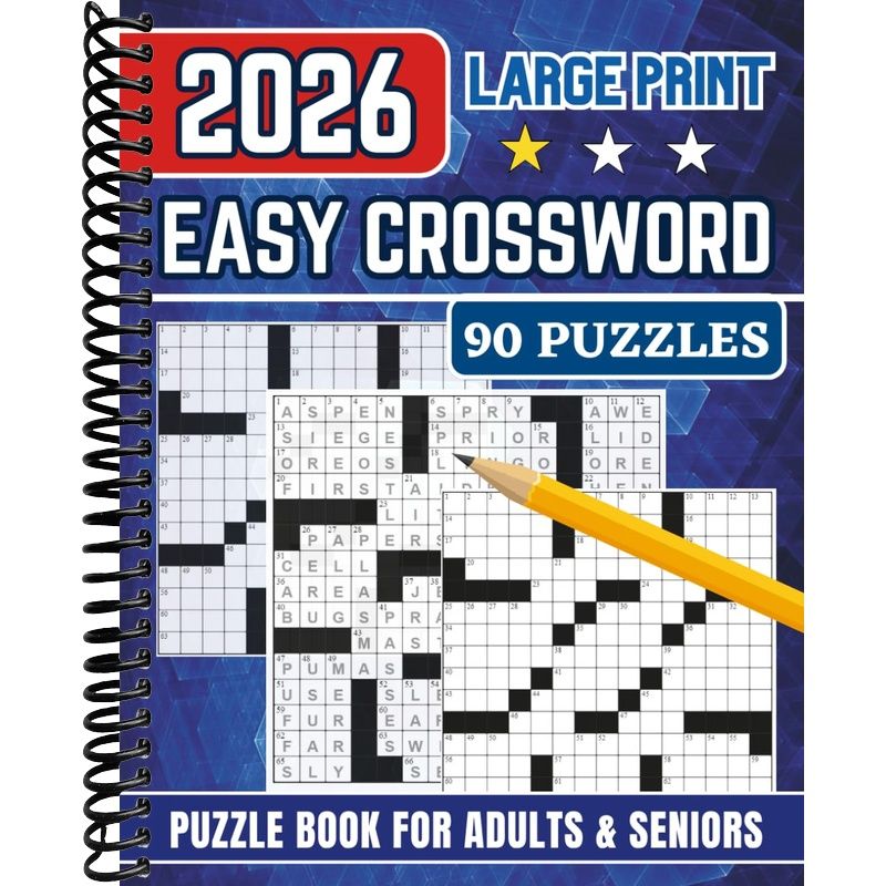 TEMU Easy Crossword Puzzle Book For Adults & Seniors: 90 Relaxing Large Print Crosswords With Solutions | Fun & Simple Brain Games For Memory And