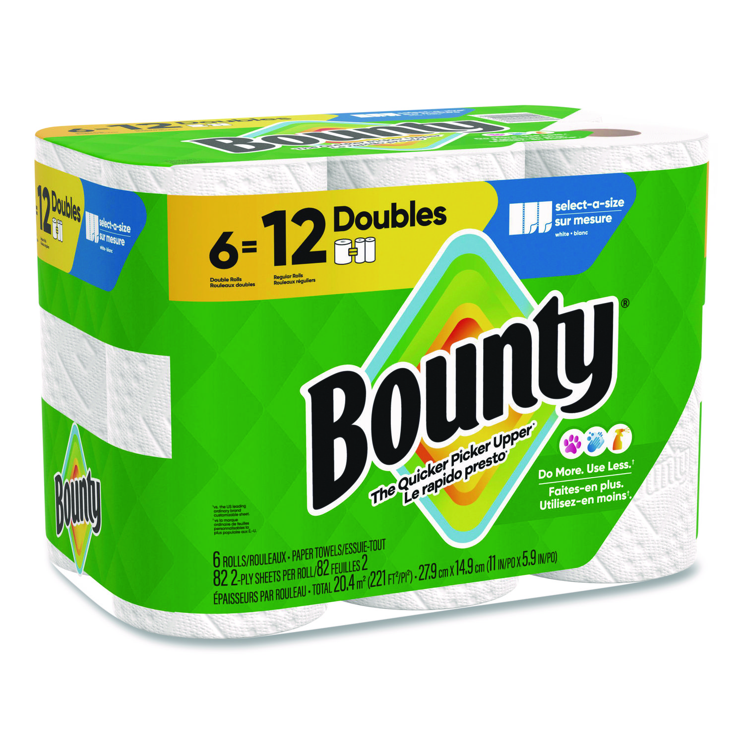 Bounty Select-a-Size 2-Ply Kitchen Paper Towels, Pack of 6 Double Size Rolls, 82 Sheets Each