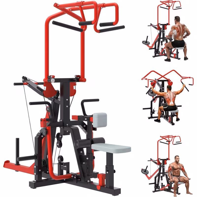3 in 1 lat pull down seated row tricep machine back workout plate loaded machine lat tower with cable row attachment home gym pulley system machine Product details 0