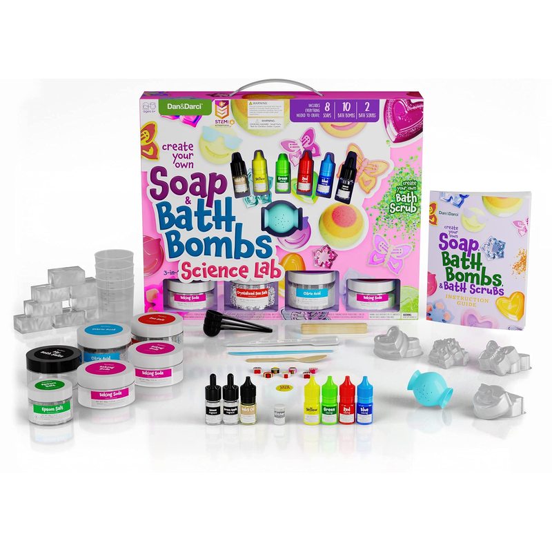 Dan&Darci Soap & Bath Bomb Making Kit for Kids, 3-in-1 Spa Science Kits, Easter Craft Gifts for Girls & Boys Age 6-12 Year Old Girl Crafts: DIY Experiment Toys, Gift for Kid Ages