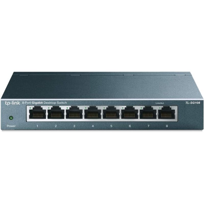 TP-Link 8 Port Gigabit Ethernet Network Switch | Ethernet Splitter | Sturdy Metal w/ Shielded Ports | Plug-and-Play | Traffic Optimization | Unmanaged (TL-SG108) (Renewed)