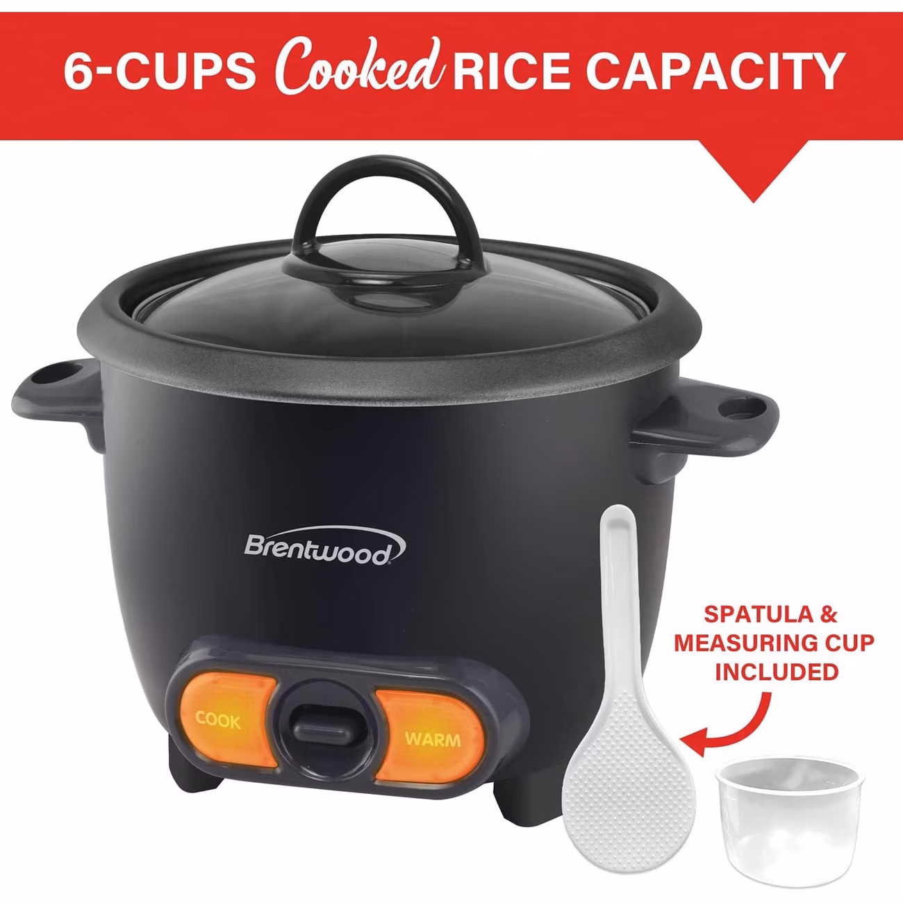 Brentwood TS-506BK Electric Rice Cooker, sta...