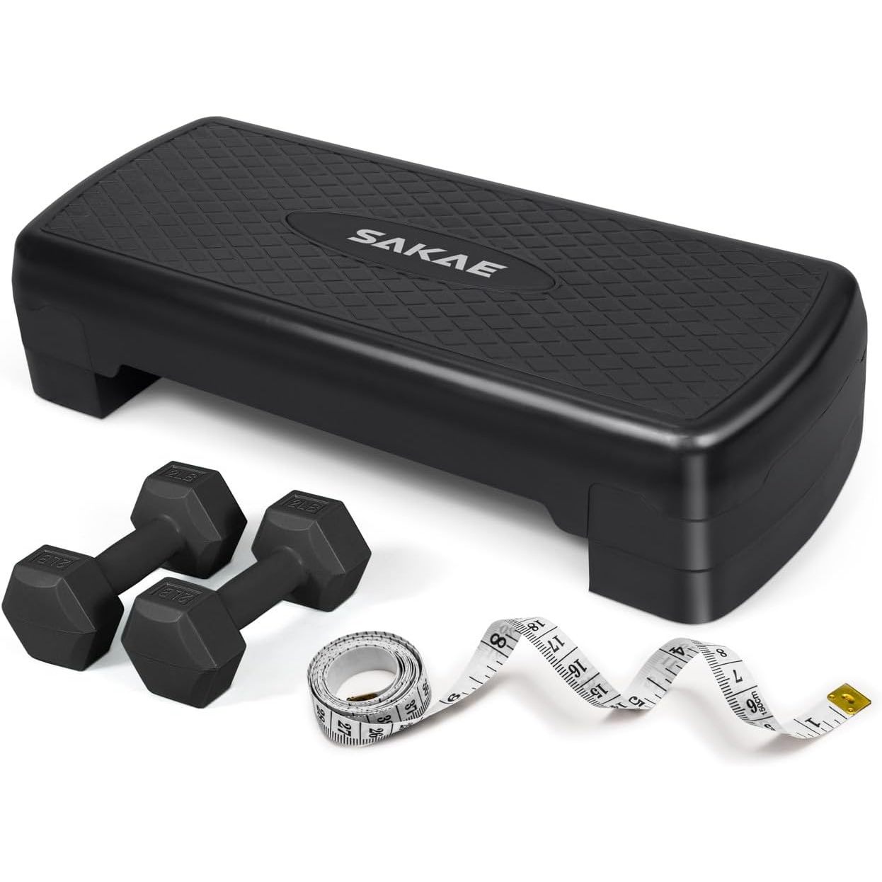 Temu – TEMU Aerobic Step Platform Set With Dumbbells & Measuring Tape, Adjustable Height 2 Level Risers Workout Step Exercise Platform Trainer, Aerobic