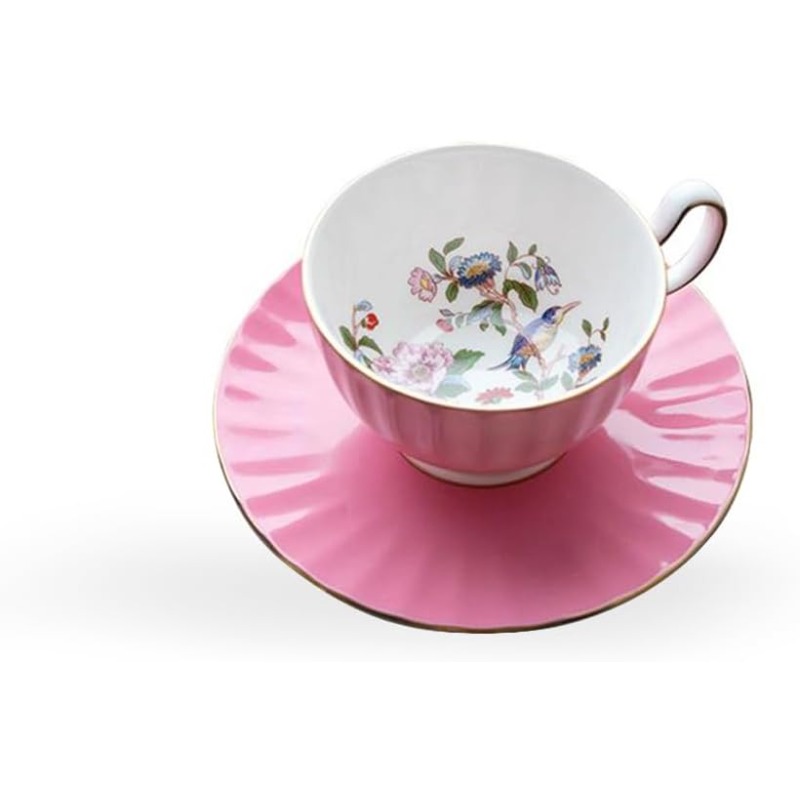 handpainting colored glaze     fine bone china english tea cup and saucer set 6 1 oz pink Product details 0