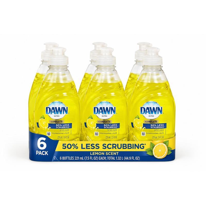 TEMU (6 Pack) Lemon Dish Soap – 7.5 Fl Oz Bottles, , 50% Less Scrubbing