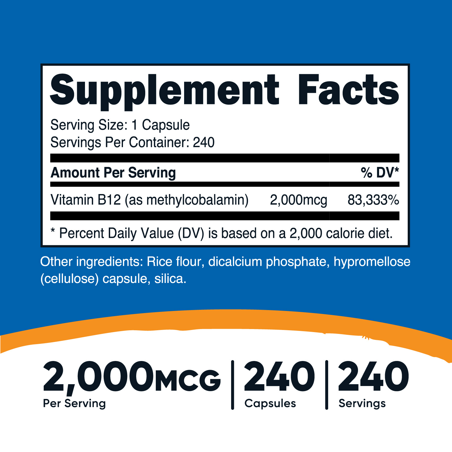   vitamin b12 methylcobalamin 2000mcg 240 capsules   caps   gluten  12 supplement details 1