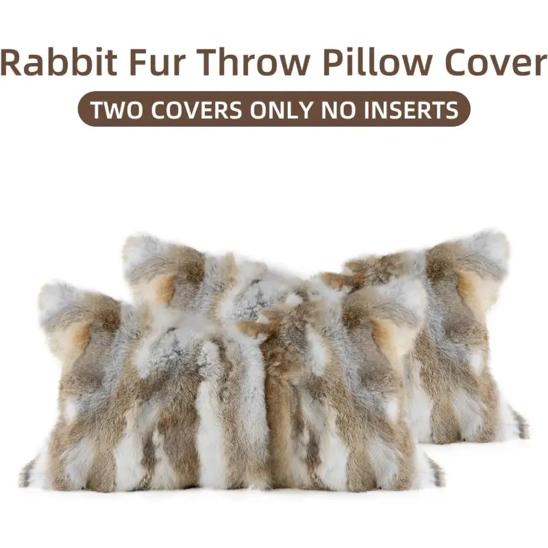 genuine rabbit fur throw pillow covers set of 2 luxury decorative pillowcases soft fluffy animal bolster cushion cover for couch sofa bedroom living room home 12x20inch yellow white Product details 6