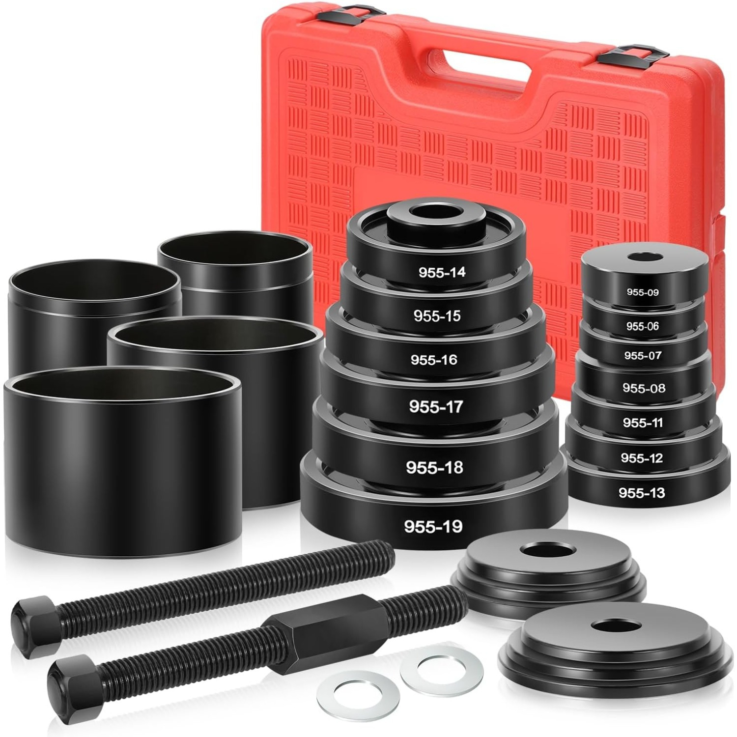 Wheel Bearing Puller Tool Set, 24pcs Wheel Bearing Press Kit With Sliding Screws Universal Bushings Sleeves For Front Wheel Drive Bearing Removal Installation