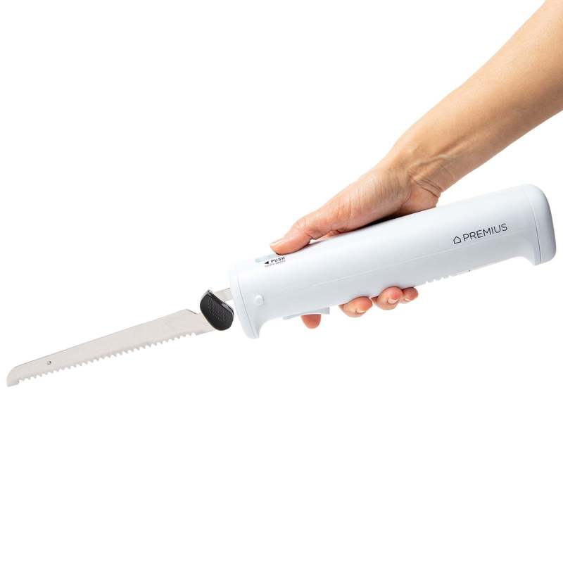 TEMU Professional Rechargeable Cordless Electric Knife, 1 Serrated Blade, White