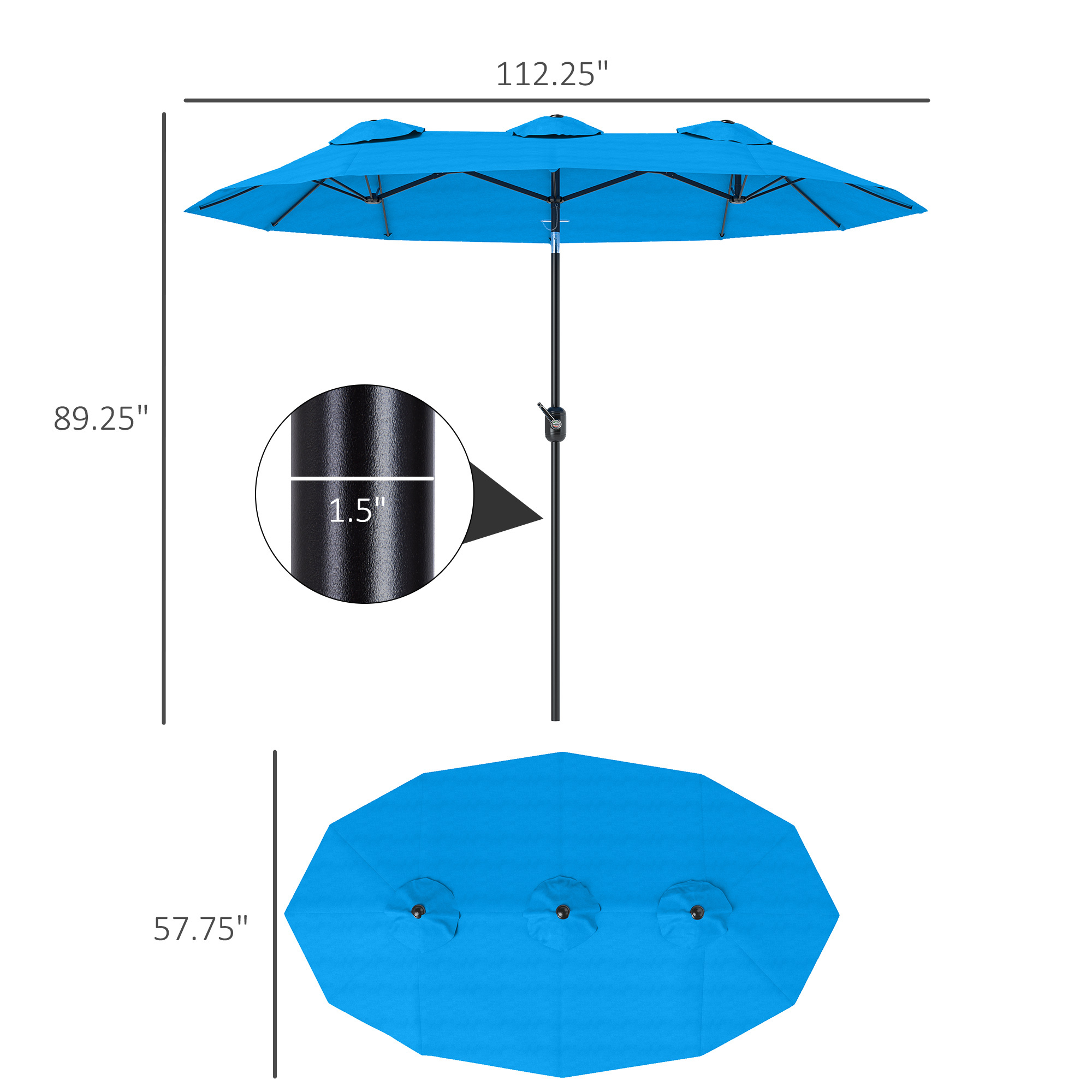 15 patio umbrella clearance Home Zone KUS0090U 15x9 ft Double Head Patio Umbrella w/ Base & LED Lights