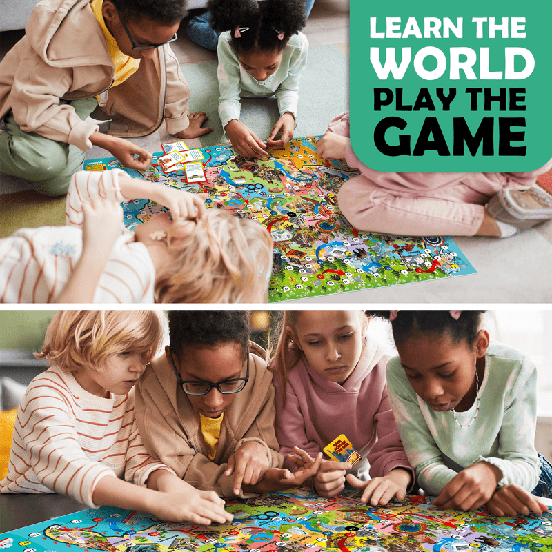 QUOKKA Board Game 1 to 10 Players - Learning, Educational - Geography, World - 100 Question Cards, Top Facts - Kids, Teens, Adults, Family