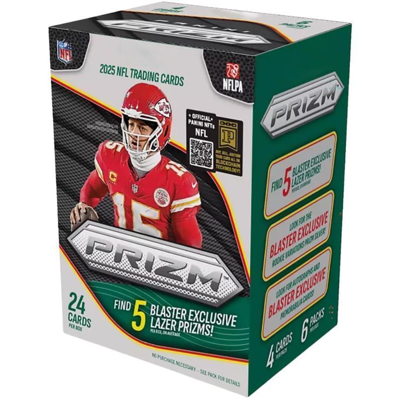 TEMU 2025 Panini Prizm Football Nfl Blaster Box With 24 Trading Cards + 6 Toploaders + Streetcards Magnet!