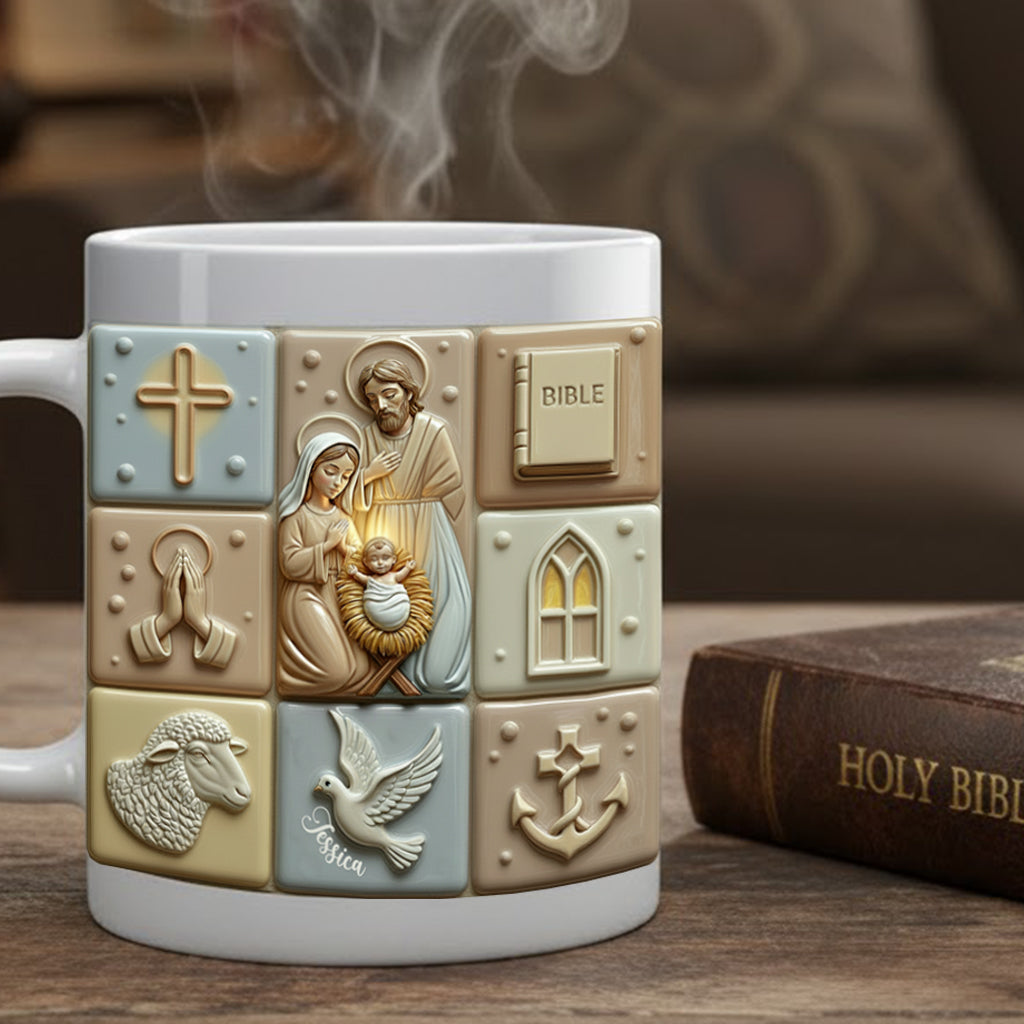 Sunflowerly Holy Night Faith Hope Love - Personalized Christian Mug - Shop