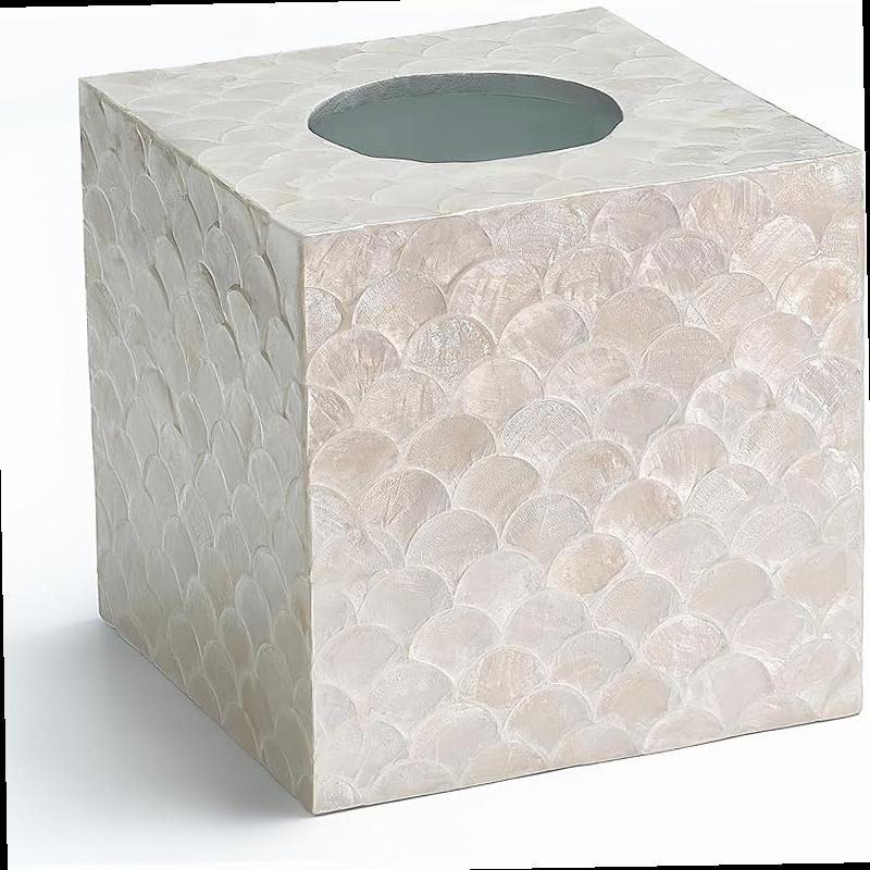 5 9 capiz tissue box cover square decorative tissue holder with bottom slider handmade bathroom accessories elegant   for vanity bedroom office coastal d cor natural Product details 0