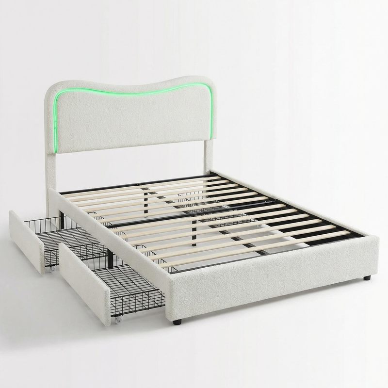 1 box of other materials LED lambswool double drawer bed