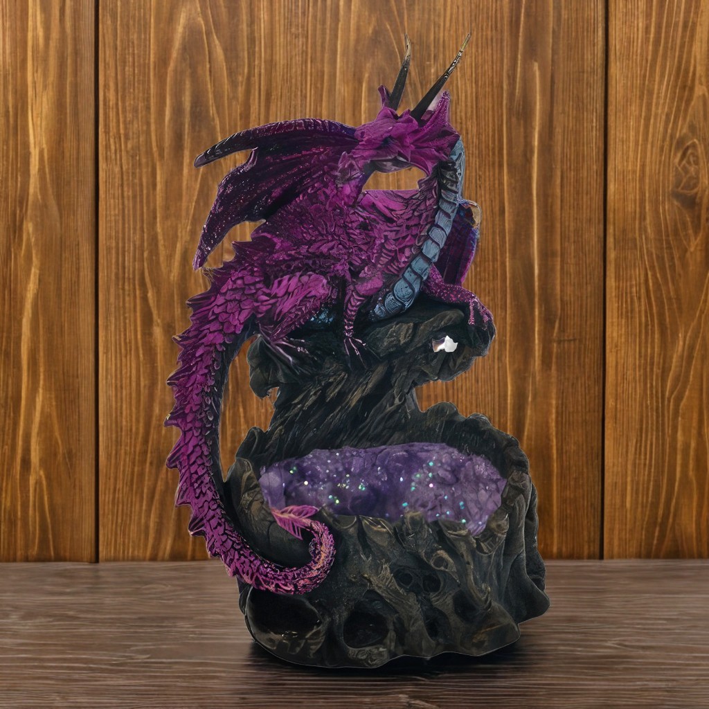 TEMU 6"h Purple Dragon On Figurine Decorative Resin Statue Sculpture For Home, Office, Or Bookshelf – A Unique Collectible And Perfect Gift For ,