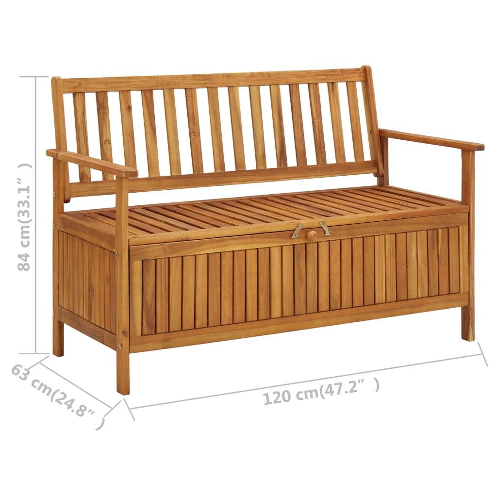 vidaXL Outdoor Storage Bench Deck Box for Patio Furniture Solid Wood Acacia