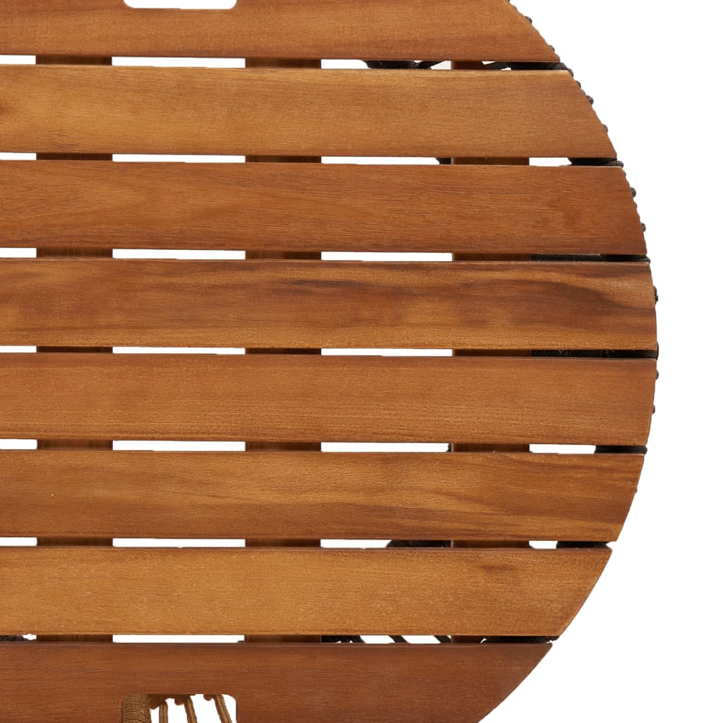 vidaXL Patio Side Tables 2 pcs with Wooden Top Beige Poly Rattan