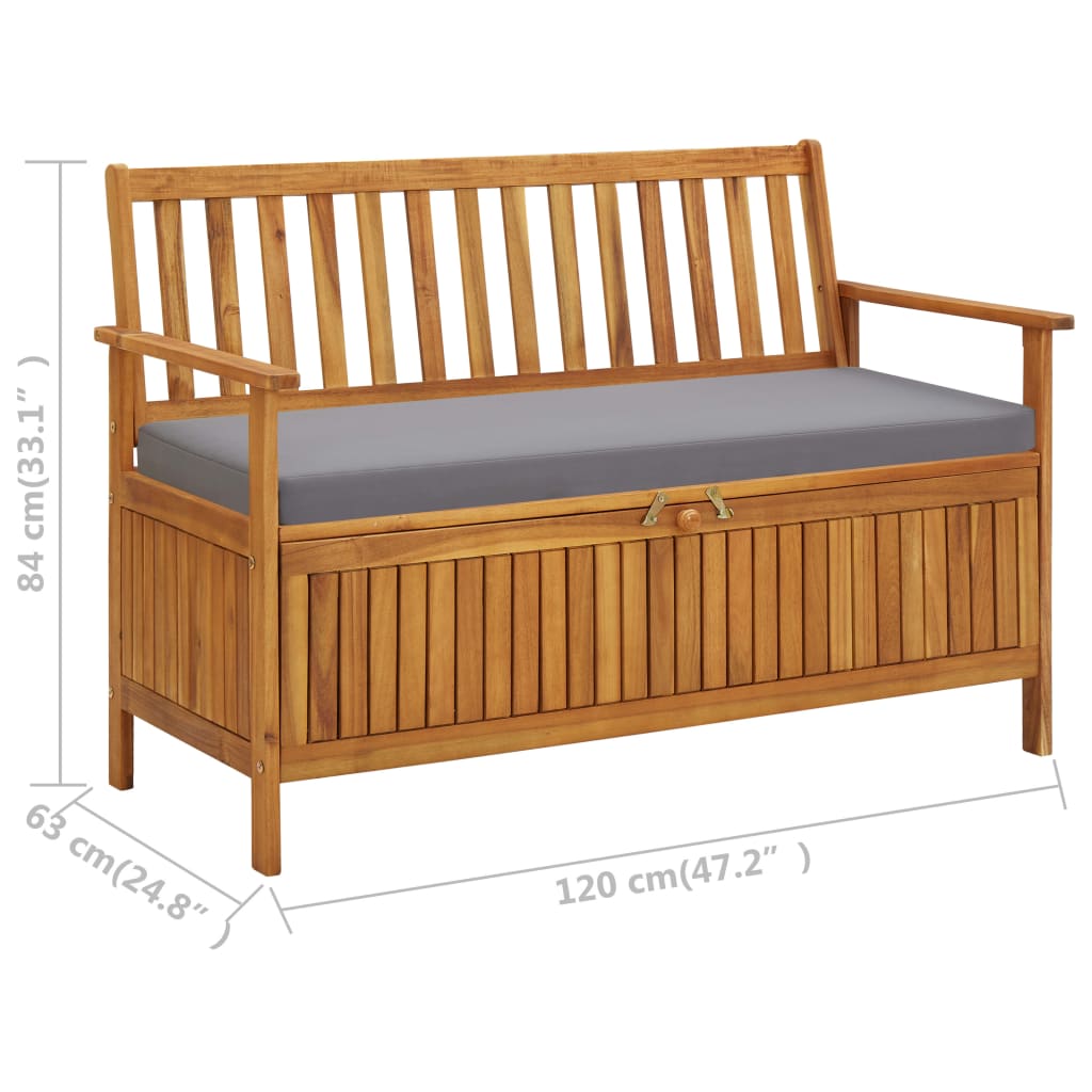 vidaXL Outdoor Storage Bench Deck Box for Patio Furniture Solid Wood Acacia