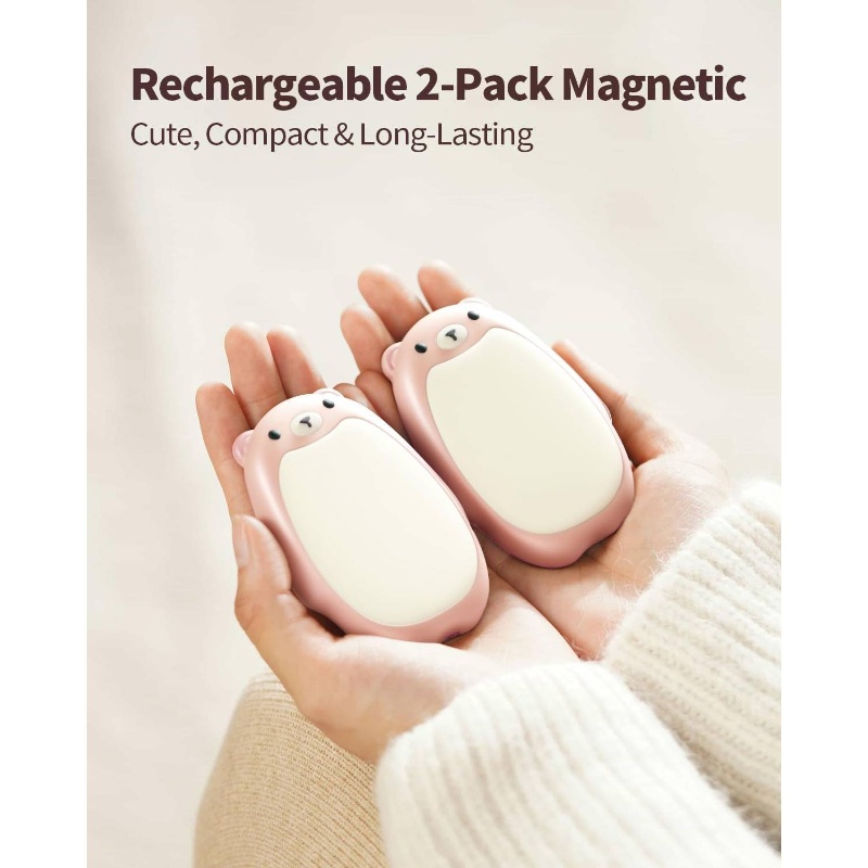 hand warmers rechargeable u2013 cute bear 2 pack magnetic   reusable pocket heater great daughter wife or bestie portable outdoor camping Product details 2