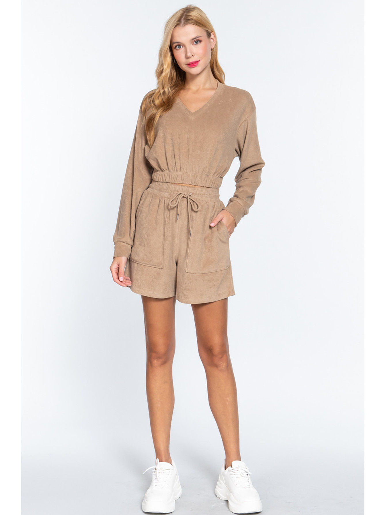 Elasticized Hem Terry Towelling Top