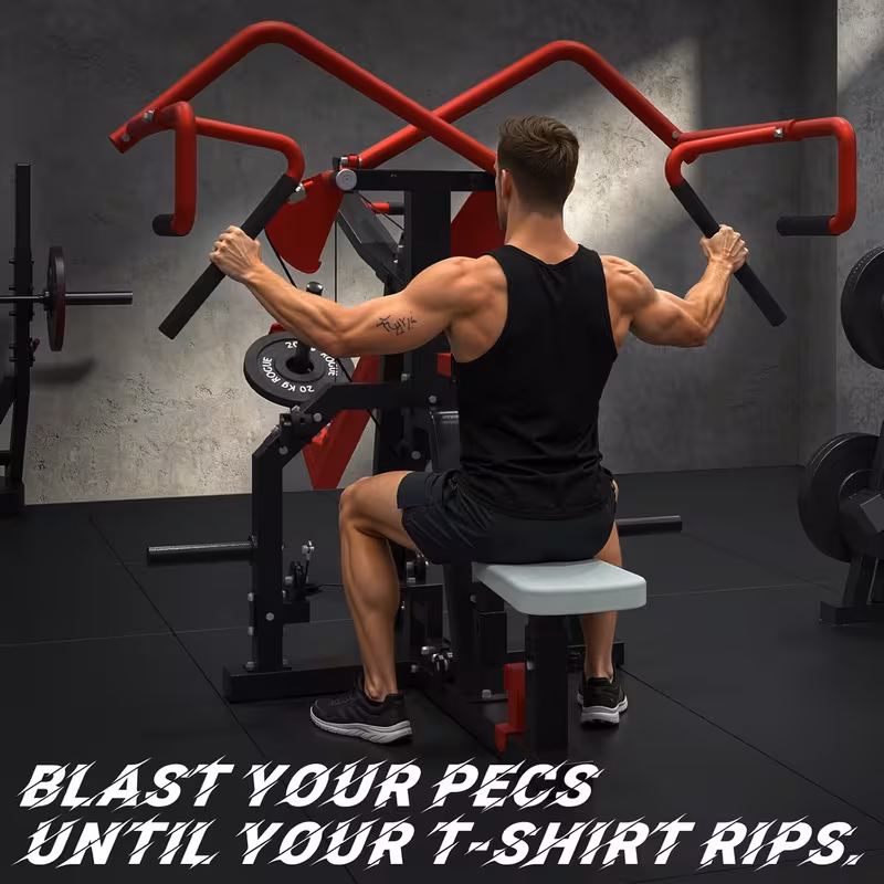 3 in 1 lat pull down seated row tricep machine back workout plate loaded machine lat tower with cable row attachment home gym pulley system machine Product details 6
