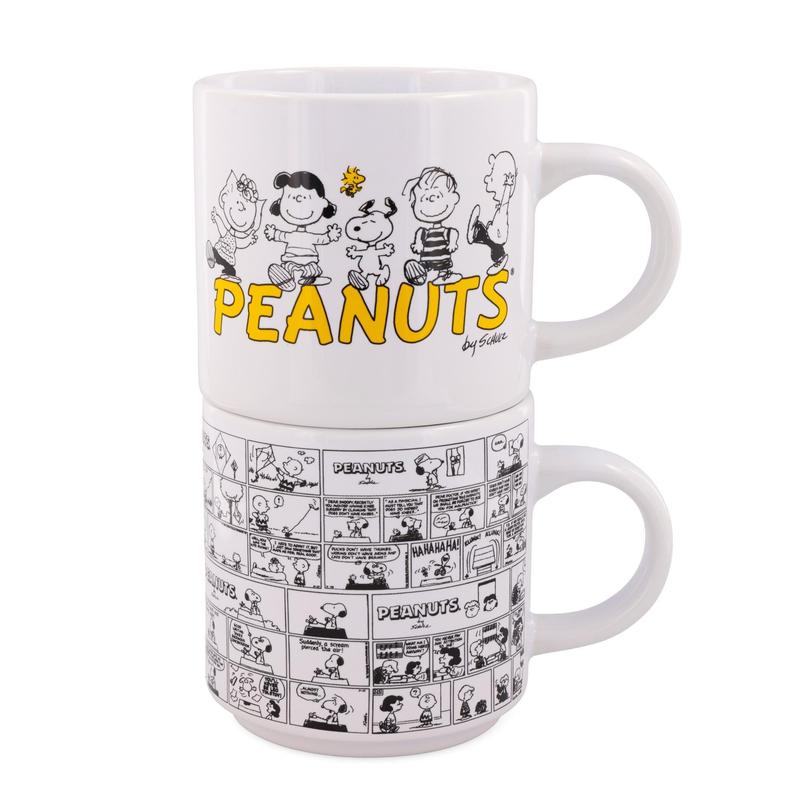 TEMU Comic Panels 2-piece Ceramic Stackable Mug Set | Each Holds 13 Ounces