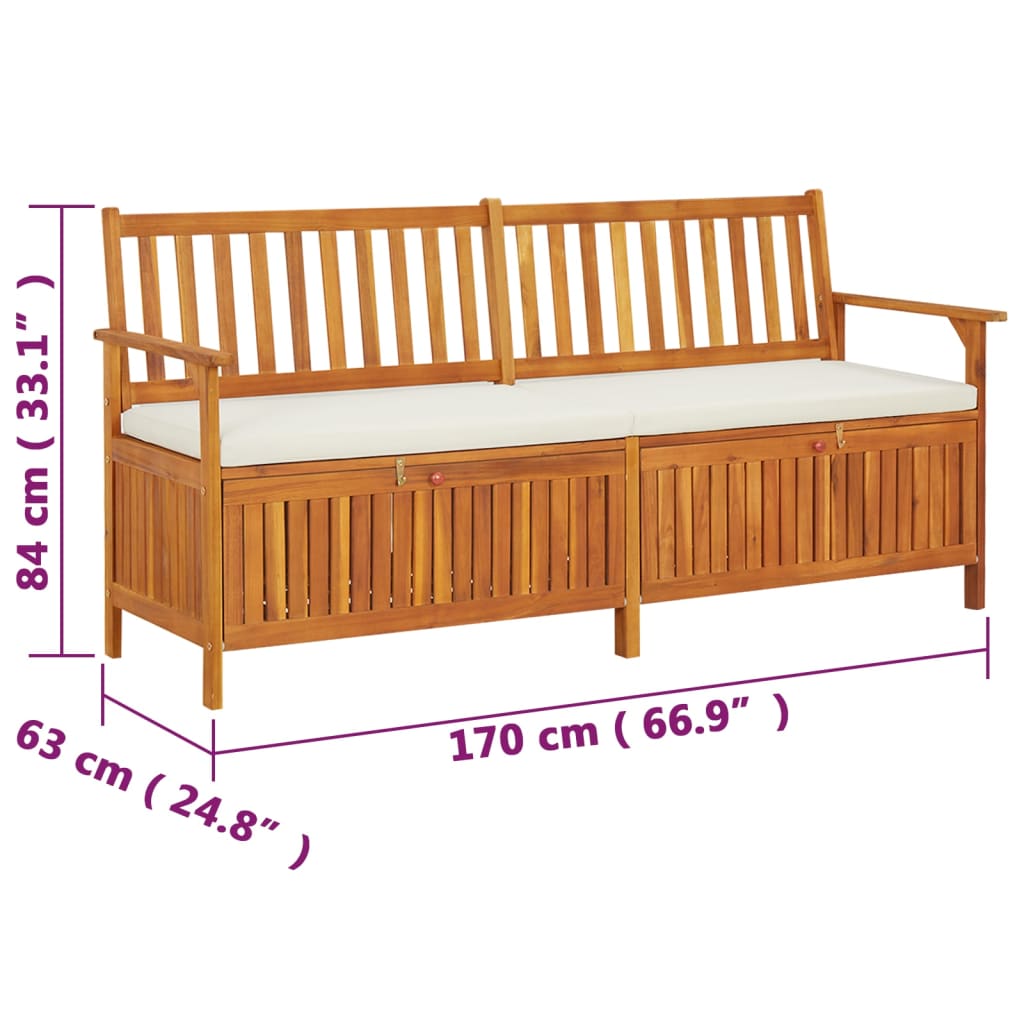 vidaXL Outdoor Storage Bench Deck Box for Patio Furniture Solid Wood Acacia