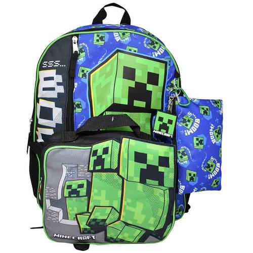 5pc backpack set 16 school bag with a keychain utility case zipper pouch and lunch bag