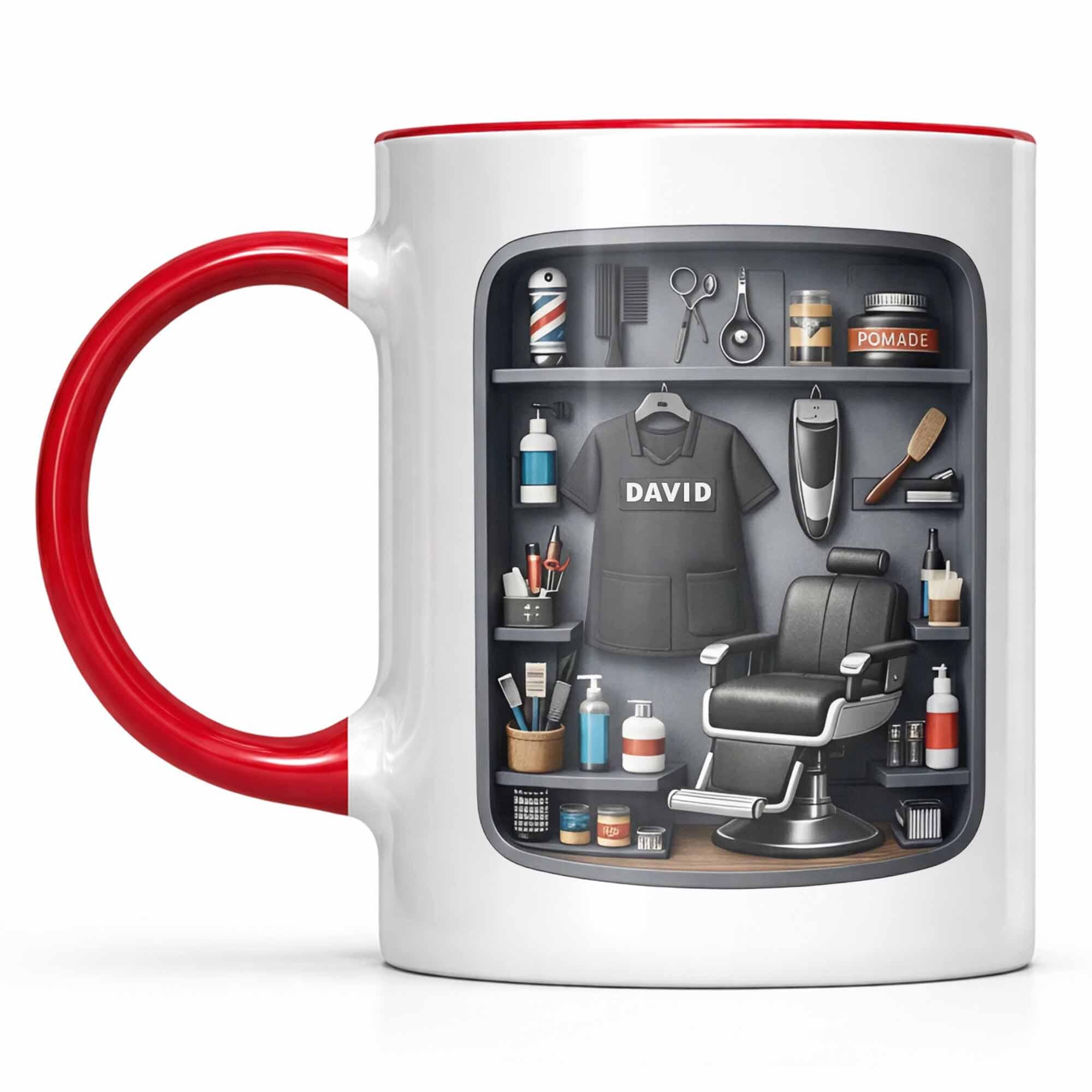 Personalized Barber 3d Effect Ceramic Mug, Hair Stylist Gift, Barber Shop Coffee Cup, Gift For Him, Hairdresser Appreciation, Birthday Gift