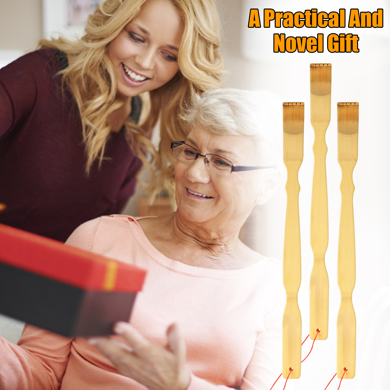 3pcs natural bamboo wooden back scratcher set – handheld   rake for   relief, relaxation & massage tools, durable back   stick, long handle body massager for men women seniors, portable pocket size travel   relief tool for home   use, comfortable wooden back rake for daily relaxation, stress relief, and unique gift idea Product details 5