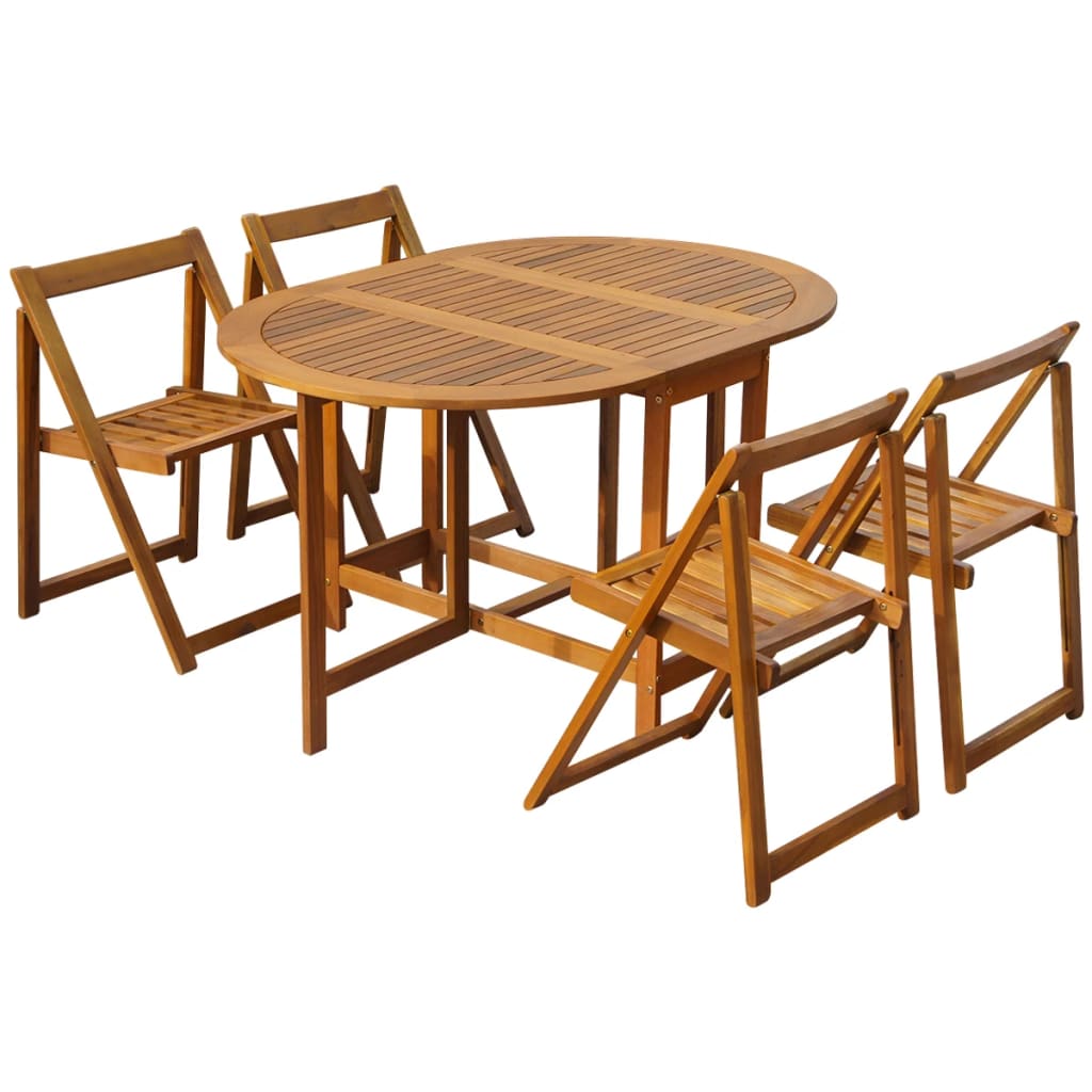 vidaXL Garden Table Folding Brown Solid Acacia Wood Outdoor Surface Patio