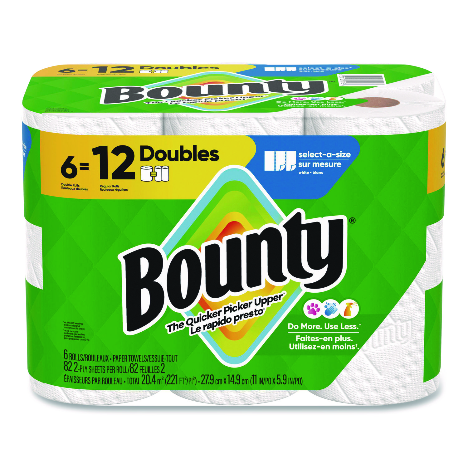 Bounty Select-a-Size 2-Ply Kitchen Paper Towels, Pack of 6 Double Size Rolls, 82 Sheets Each