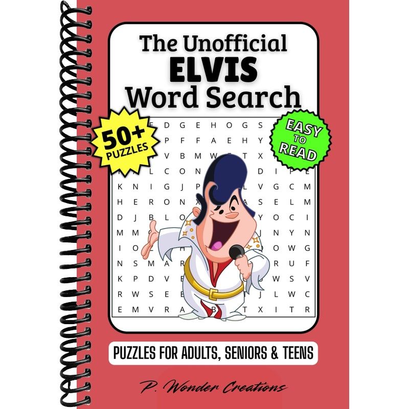 TEMU The Unofficial Elvis Word Search Puzzle Book: 50+ Fun & Easy-to-read Puzzles Exploring His Music, Songs, Movies, History, Gift For Elvis Fans &