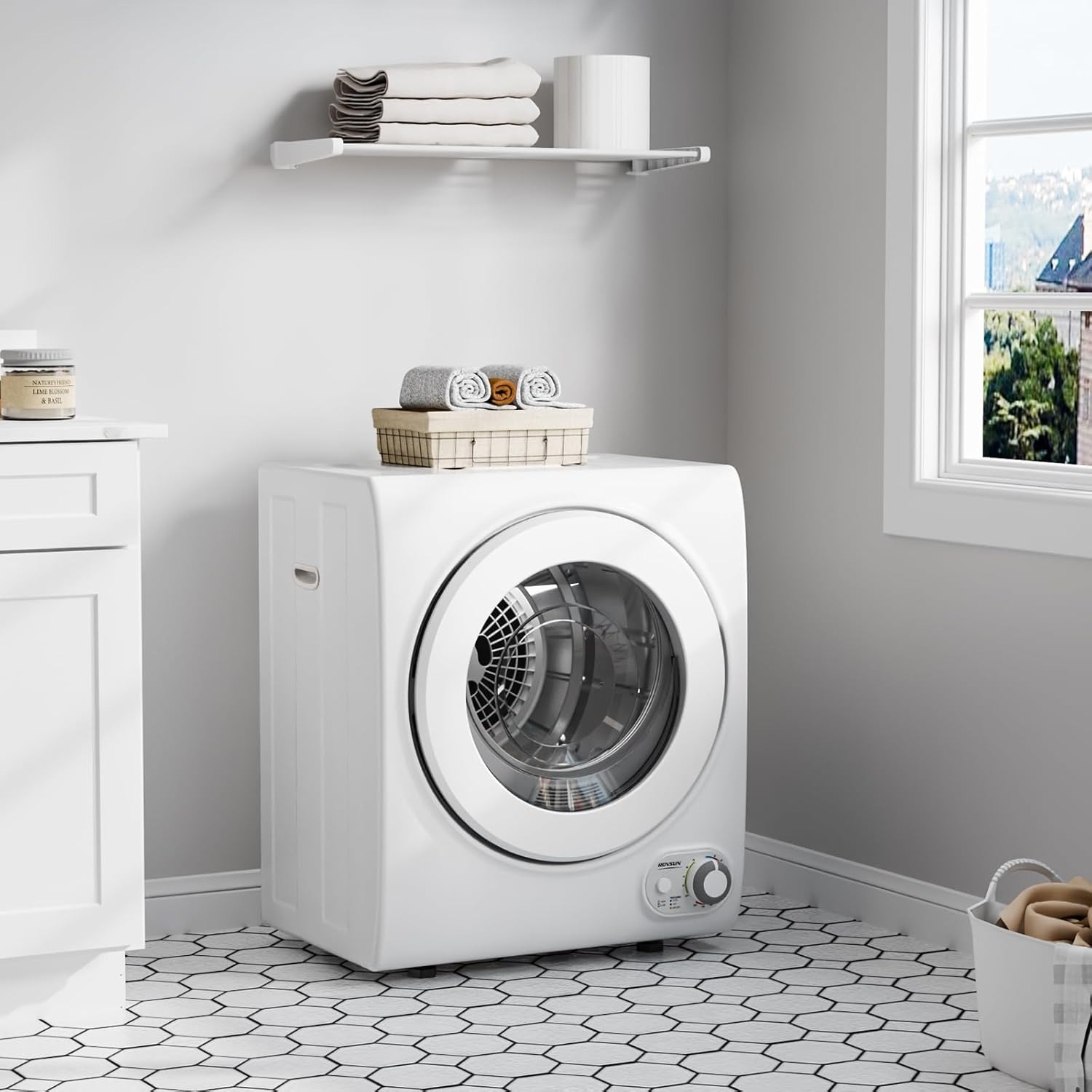 item picture 2 6 cu ft portable dryers for laundry compact portable clothes dryer with stainless steel tub dryer machine 110v electric dryer with control knob for apartments dorm rv white