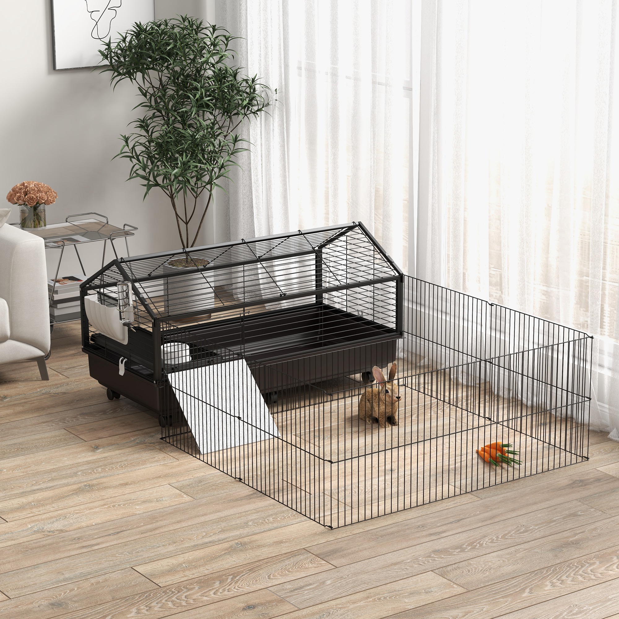 small animal cage foldable run area rolling bunny Temu