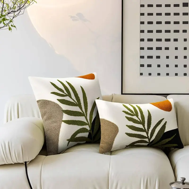 boho pillow covers 20x20 tufted modern throw pillow covers abstract leaf pillow cover bohemian aesthetic boho pillows decorative large pillows couch bed sofa living room 1pc Product details 1
