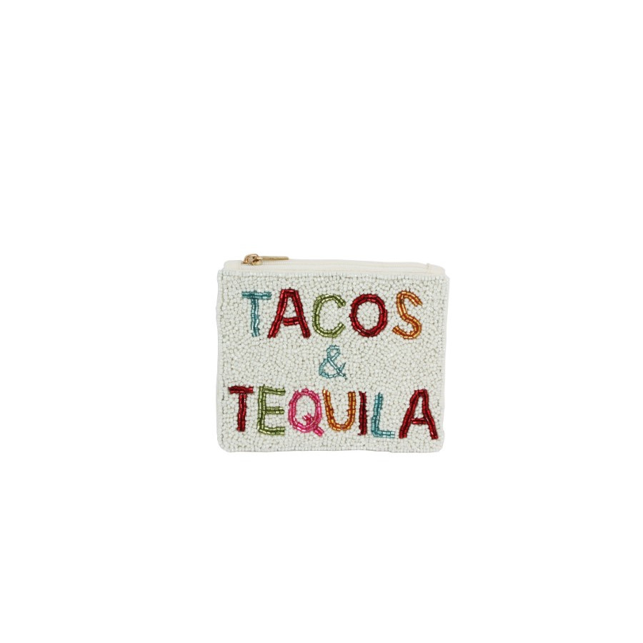 Tacos And Tequila Letters Beaded Coin Purse For Women, Coin Pouch Bag Handmade Purse Wallet Out Fits Accessories Gifts