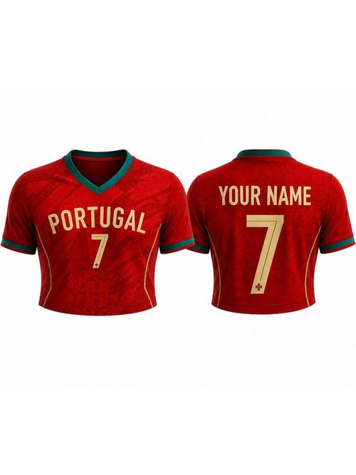 high quality croptop football jersey custom portugal croptop football jersey red soccer shirt with