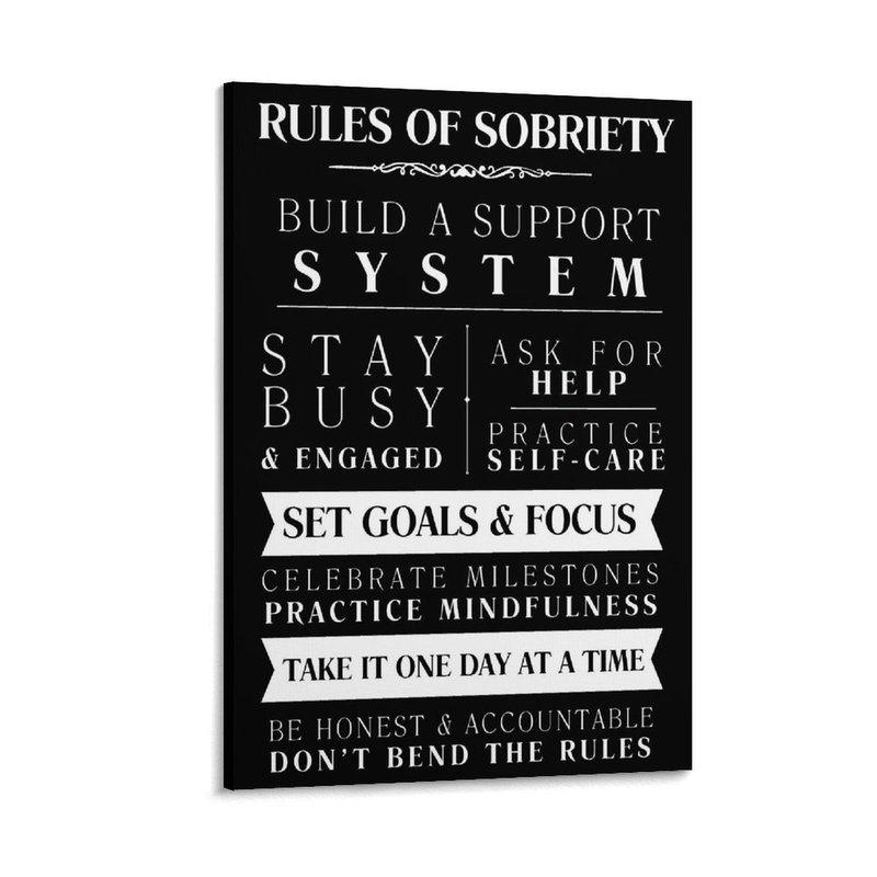 Rules Of Sobriety Motivational Quote Poster Canvas Wall Art