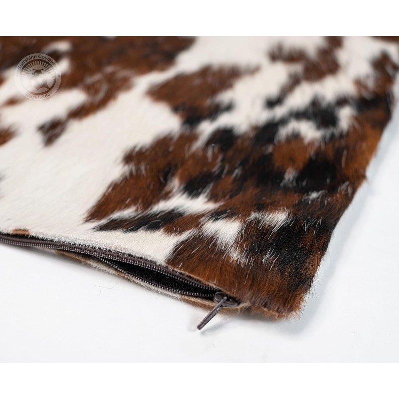   100 genuine cowhide pillow cover 15 x 15 square tricolor decorative cow print pillows w zipper closure for couch or bed decor pillow filler not included 1 piece Product details 5