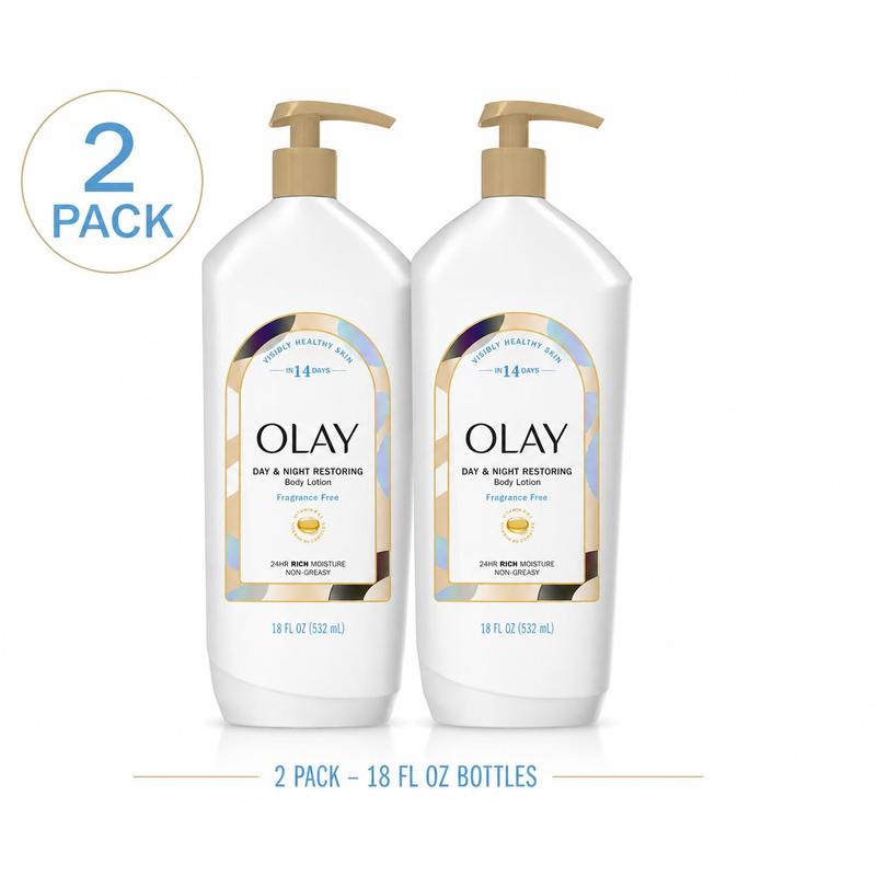 TEMU (2 Pack) Olay Restoring Body Lotion , 18 Fl Oz (532 Ml) Bottles, 24-hour , Non-greasy Hydration, Vitamin B3 Complex