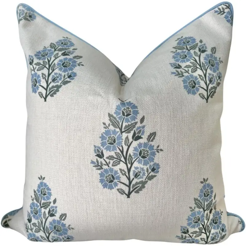 the floral block print pillow cover and decorative throw pillow cover home decor 20 x 20 Product details 0