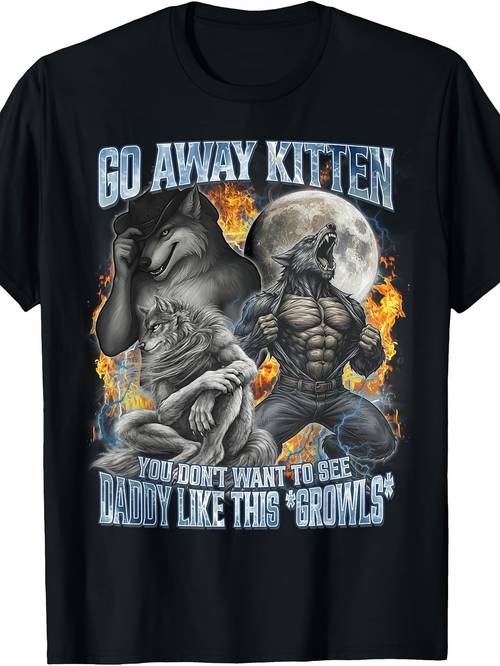 retro fun werewolf meme t shirt pirated printed flower shirt daily casual wear machine washable round neck design suitable for parties and daily life iconic werewolf pattern highlights personality local warehouse delivery soft pure cotton comfortable to enjoy discounts suitable for easter halloween thanksgiving christmas etc